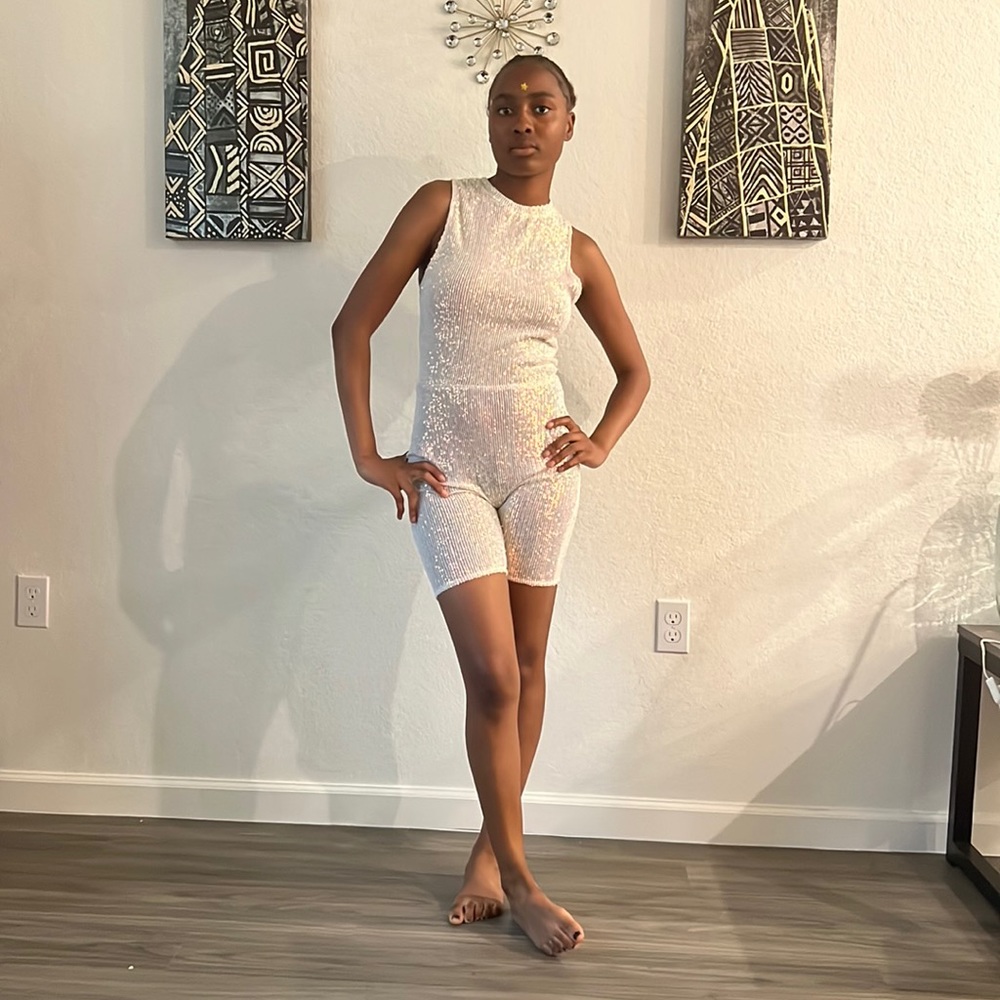 Iridescent Sequins Romper New M Zara